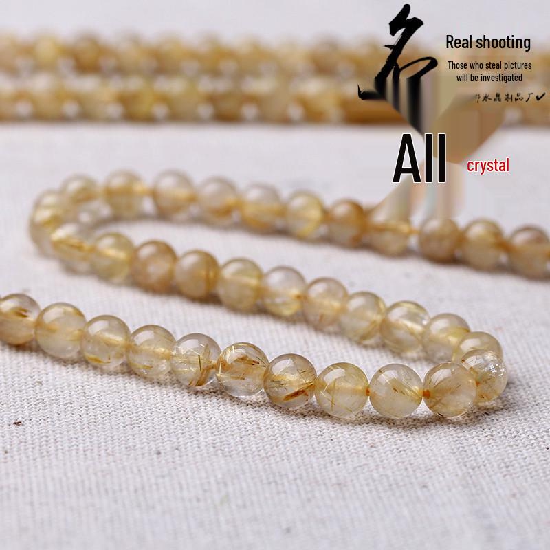 Golden Rutilated Quartz Crystal Beads for DIY Jewelry Accessories