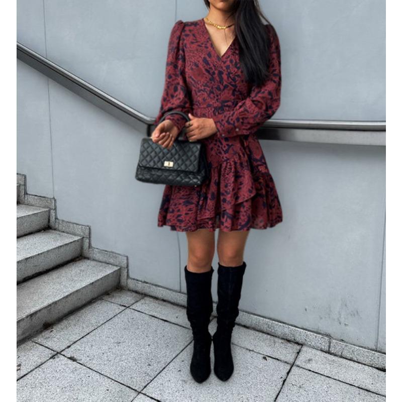 Women's Dresses Elegant and Elegant V-neck Printed A-line Dress