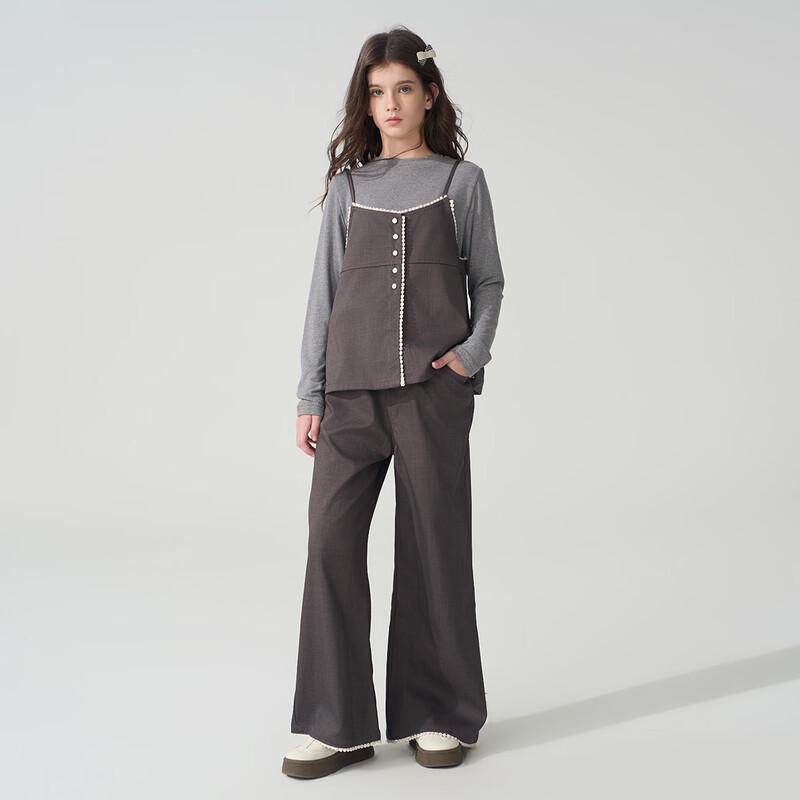Montagut Girls' Pearl Button Vest & Wide Leg Pants Set