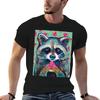 RACCOON with WATERMELON WEDGE T-Shirt T Shirts for Man Pack Cotton Funny T Shirts Cotton Man T