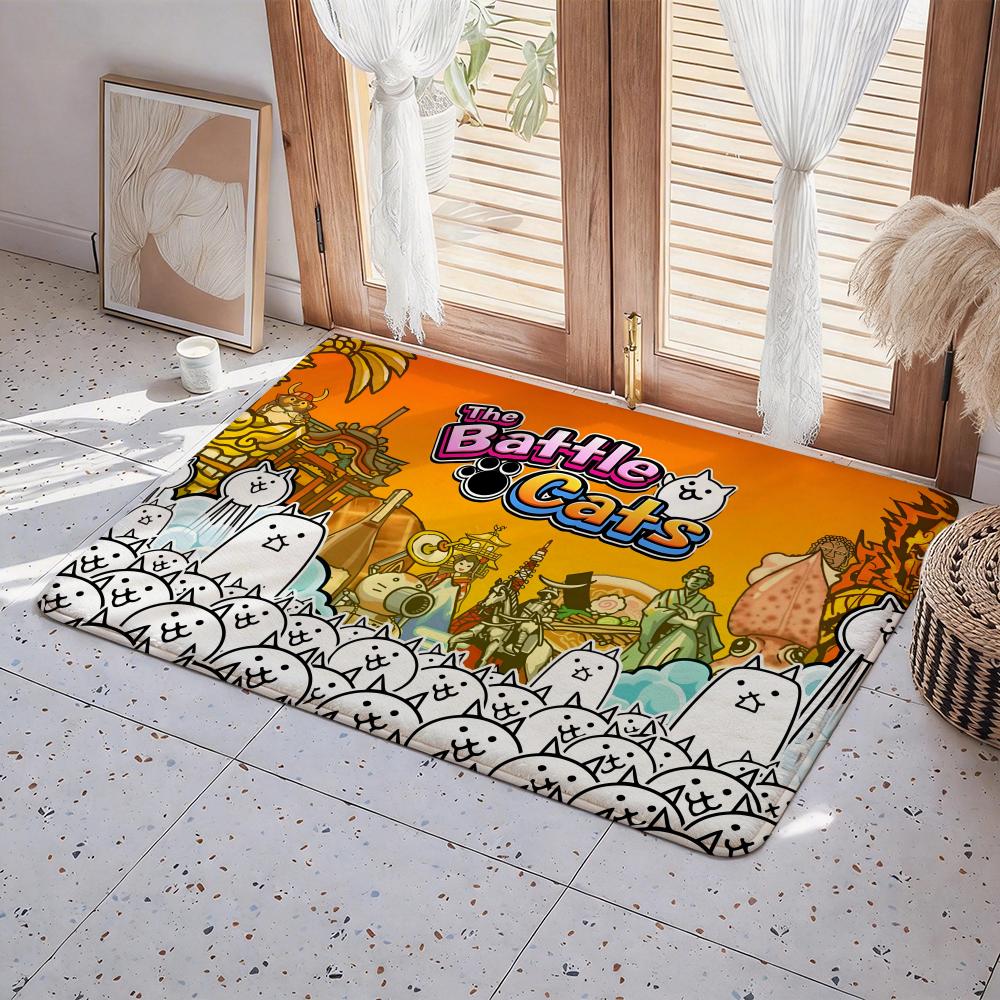 Game B Battle Cats Floor Mat Eco Flannel Doormat Non Slip Odorless Indoor Floor Rug Soft Short Plush Home Mat