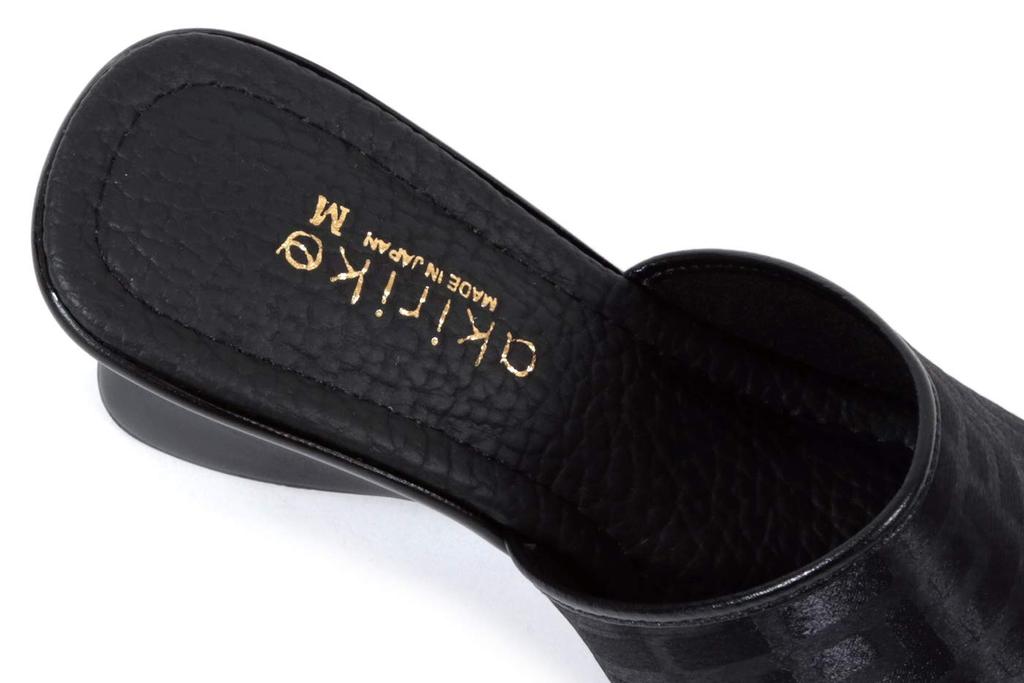 Mule Sandals Made In Japan Office Signature Wedge Sole Black Size M [Akiriko] Approx. 7.5cm