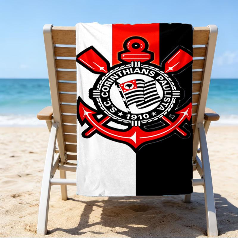 Sport Club Football Crest Printed Beach Towel, Super Soft Microfiber, Perfect Gift Birthday, for Pool, Beach, Travel, for family and friends