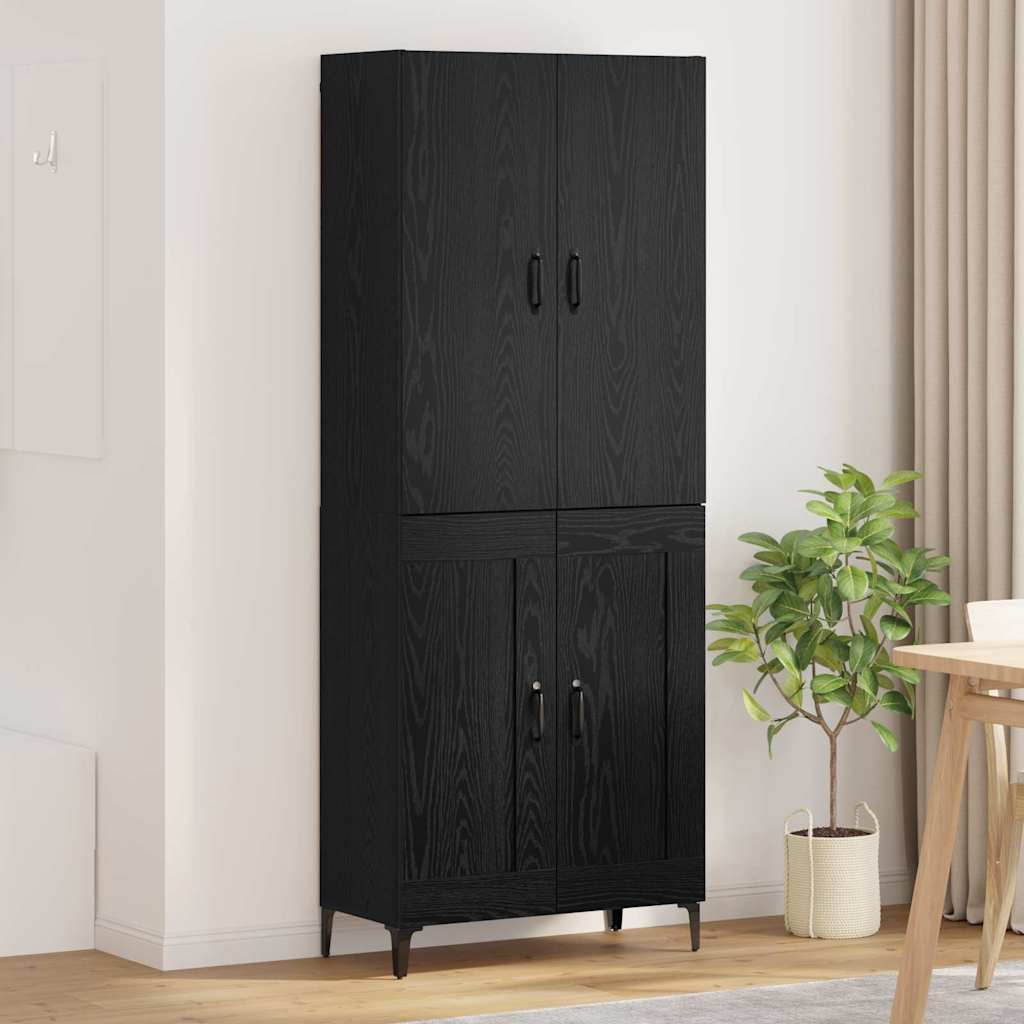 Highboard in Black Oak Look 69.5 x 34 x 180 cm Engineered Wood