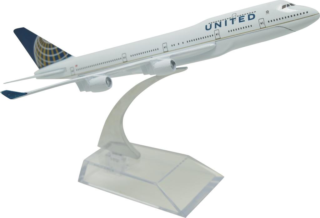 TANG DYNASTY 16cm United Airlines B747 Alloy Airplane Model Toy 1/400
