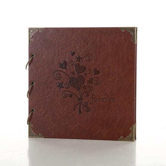 DIY Scrapbook Album, Faux Leather Black Card Photo Album with Ring Binding, Memory Book for Journaling, Retro Scrapbook Gift