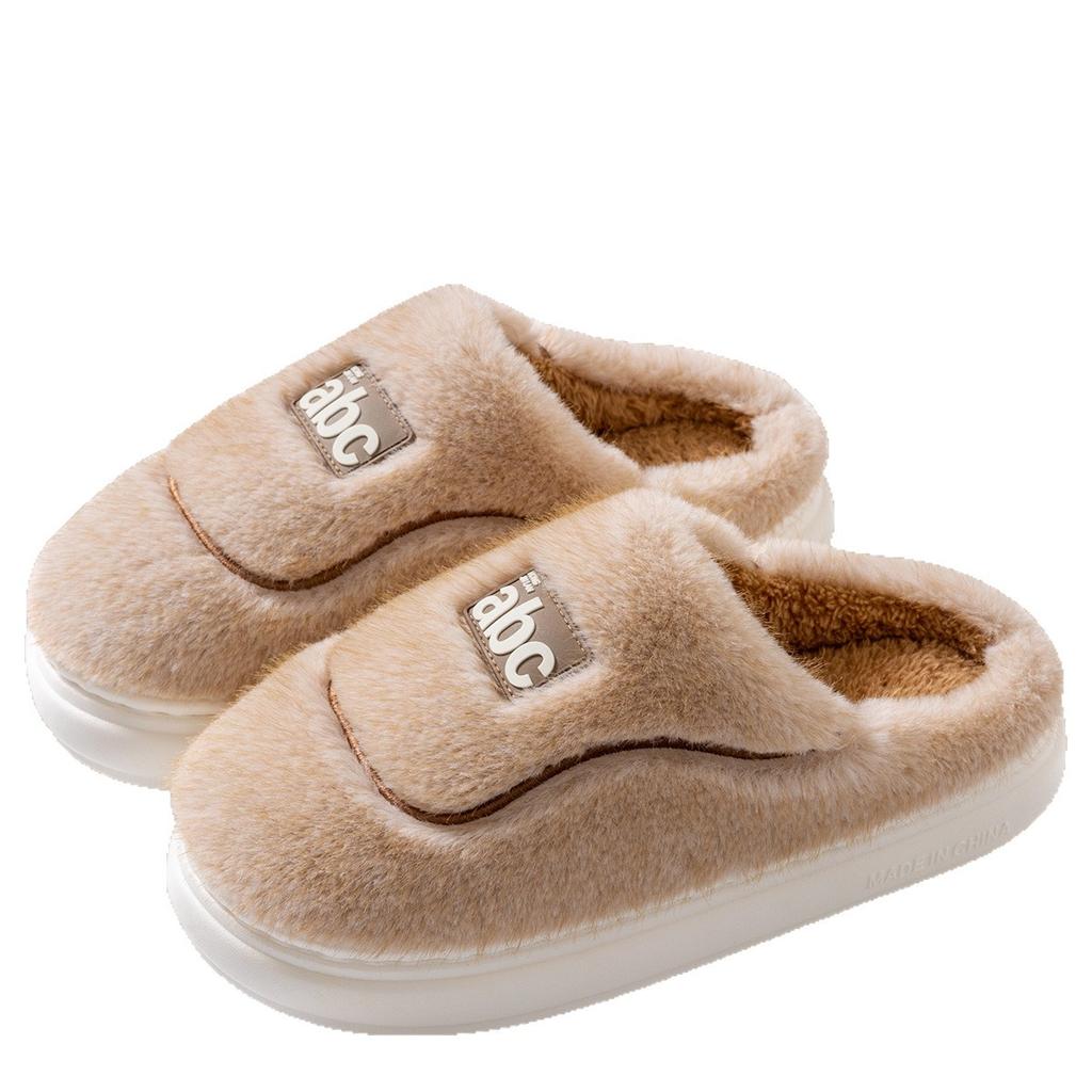 2025 new cotton slippers women's autumn and winter household confinement shoes thick-soled non-slip home fleece warm wool slippers men