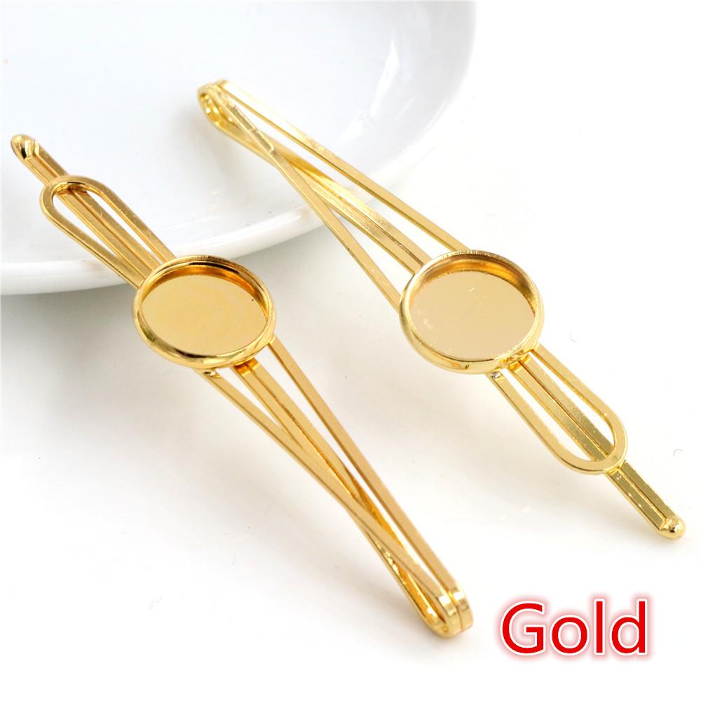 Fashion 12mm 10pcs 5 Styles High Quality 6 Colors Copper Material Hairpin Hair Clips Hairpin Base Setting Cabochon Cameo Base