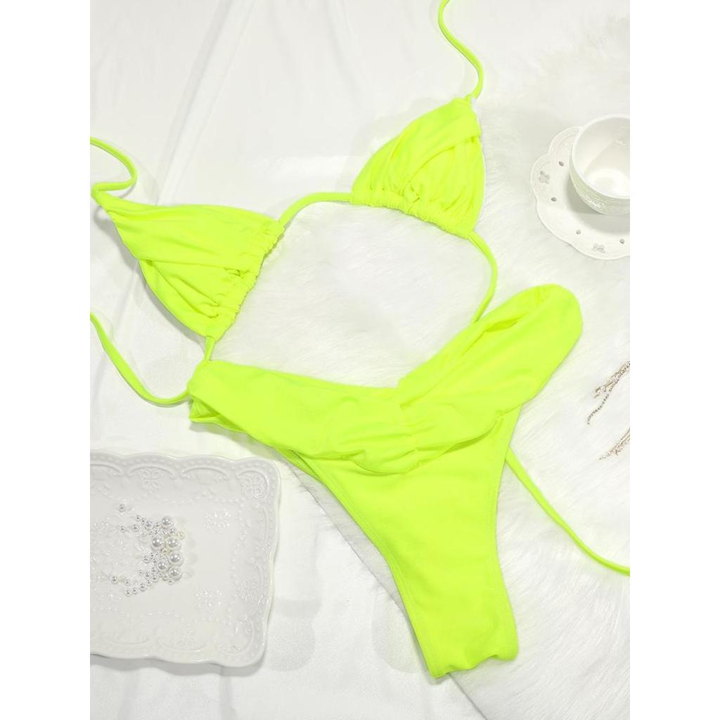 Sexy Folds Bikini Set Solid Micro Bikinis Women Swimsuit Female Triangle Swimwear Beach Wear Bathing Suit