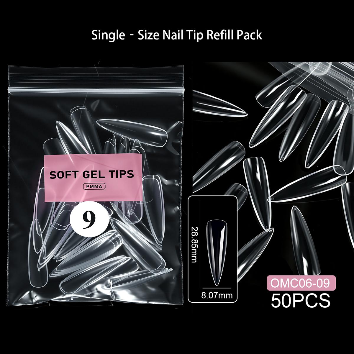 

50/500/504pcd Soft Gel Nail Tips Stiletto Almond Coffin Clear False Nails Full Cover Fingertips Artificial Fake Nails Extension