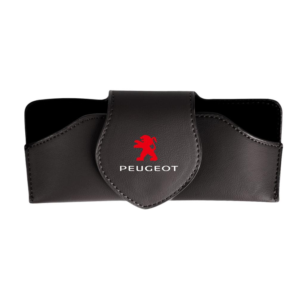 PU Leather Car Sun Visor Glasses Clip Sunglasses Storage Bag Organizer Case For Peugeot 208 206 2008 3008 308 207 107 307 Key