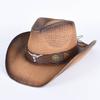 Pink Straw Sun Hat Women  Outdoor Western Cowboy Hats Black Vintage Summer Beach Panama Cowgirl Hat Jazz Cap Sombrero Hombre