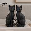 Durable PLA Cat Sculpture 3D Printed Couple Figurine, Minimalist Heart-Shaped Sculpture, Figurine Decoration Romantic Ornaments for Home Office