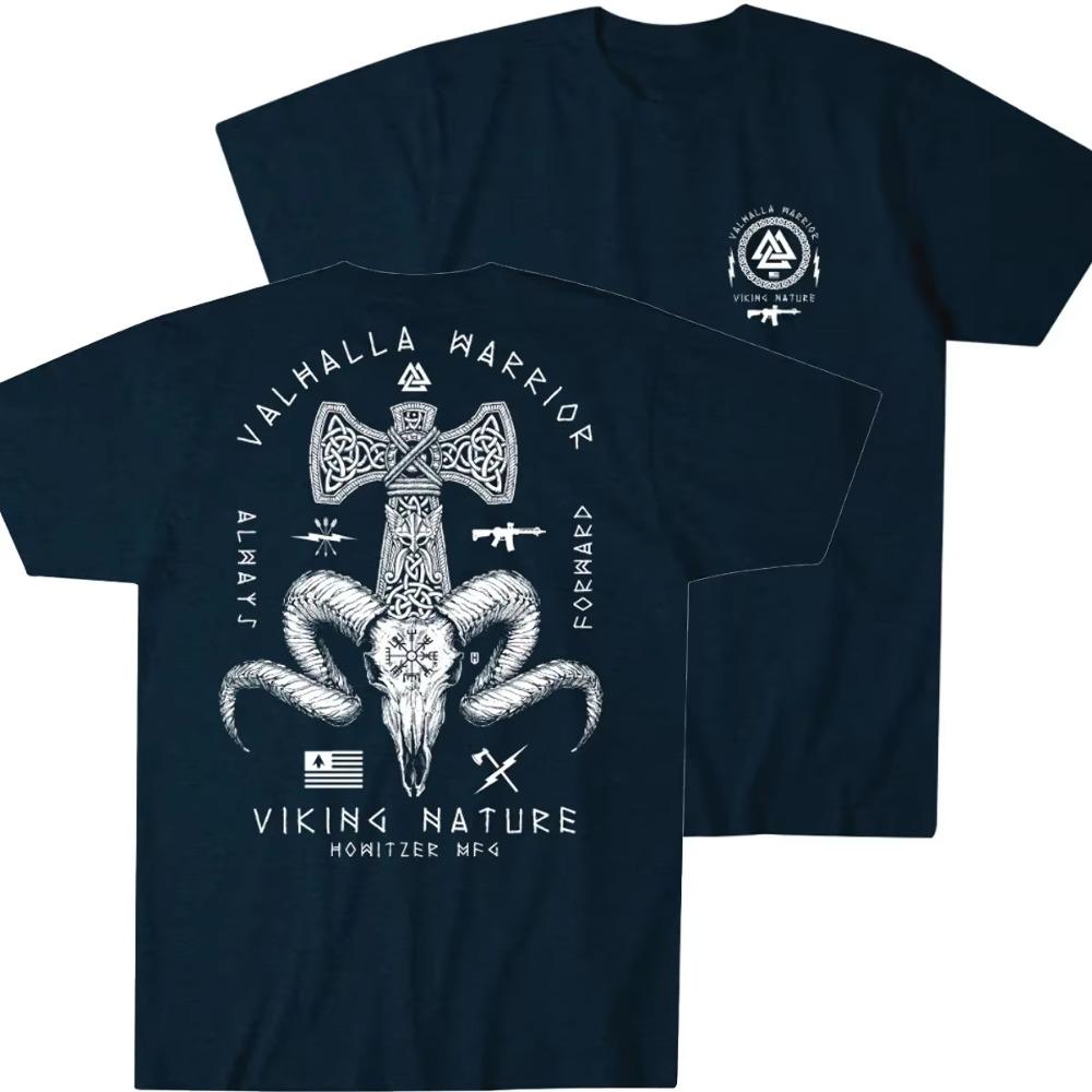 Immer Vorwärts Walhalla Krieger Odin Thor Wikinger Taktisches T-Shirt 100% Baumwolle O-Ausschnitt Kurzarm Lässiges Herren-T-Shirt Größe S-3XL