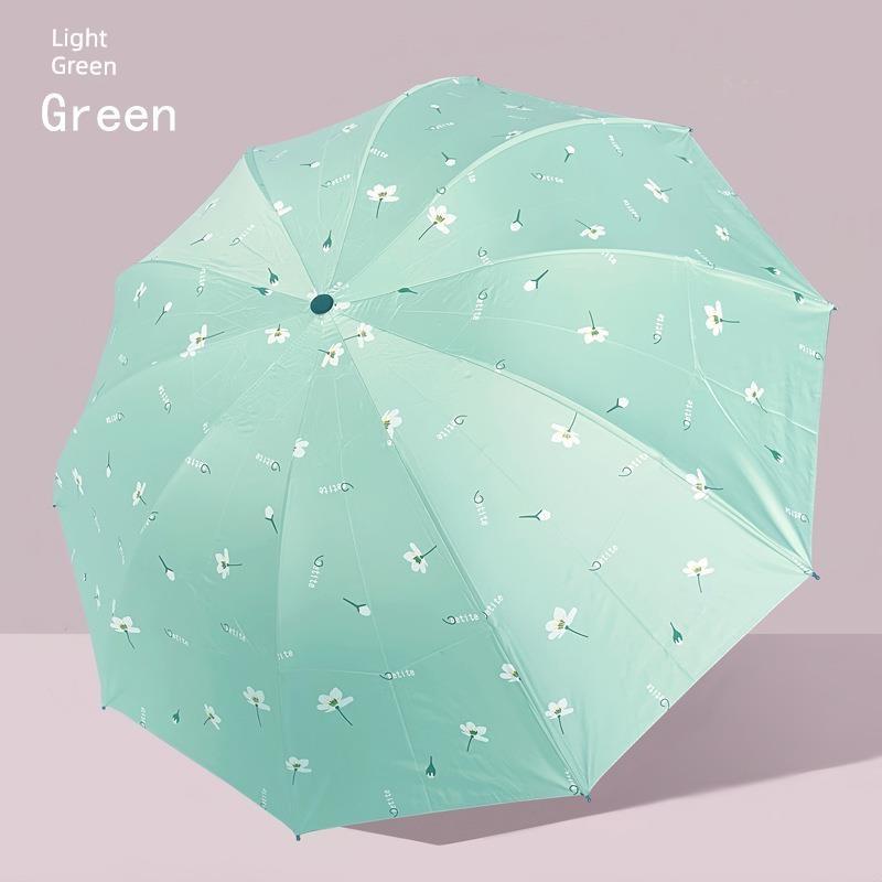 Manual Large Folding Umbrella for Female Students, Dual-Purpose Sun and Rain Umbrella, Sun Protection Umbrella