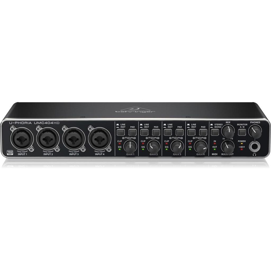 4x4 USB Audio/MIDI Interface with 24-Bit/192kHz Resolution and Midas Mic Preamps