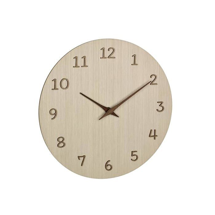 Horloge murale en bois - TFA Dostmann - Analogique - 30 cm de diamètre - Marron clair - Chiffres 3D - Aiguilles incluses