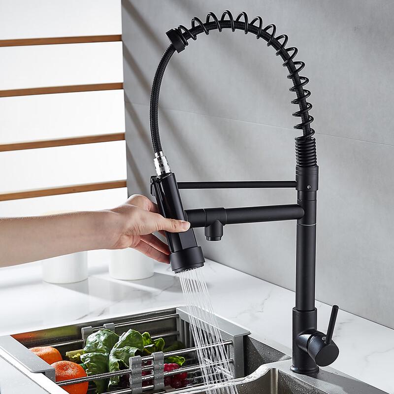 Black Electroplated Hot & Cold Spring Kitchen Faucet