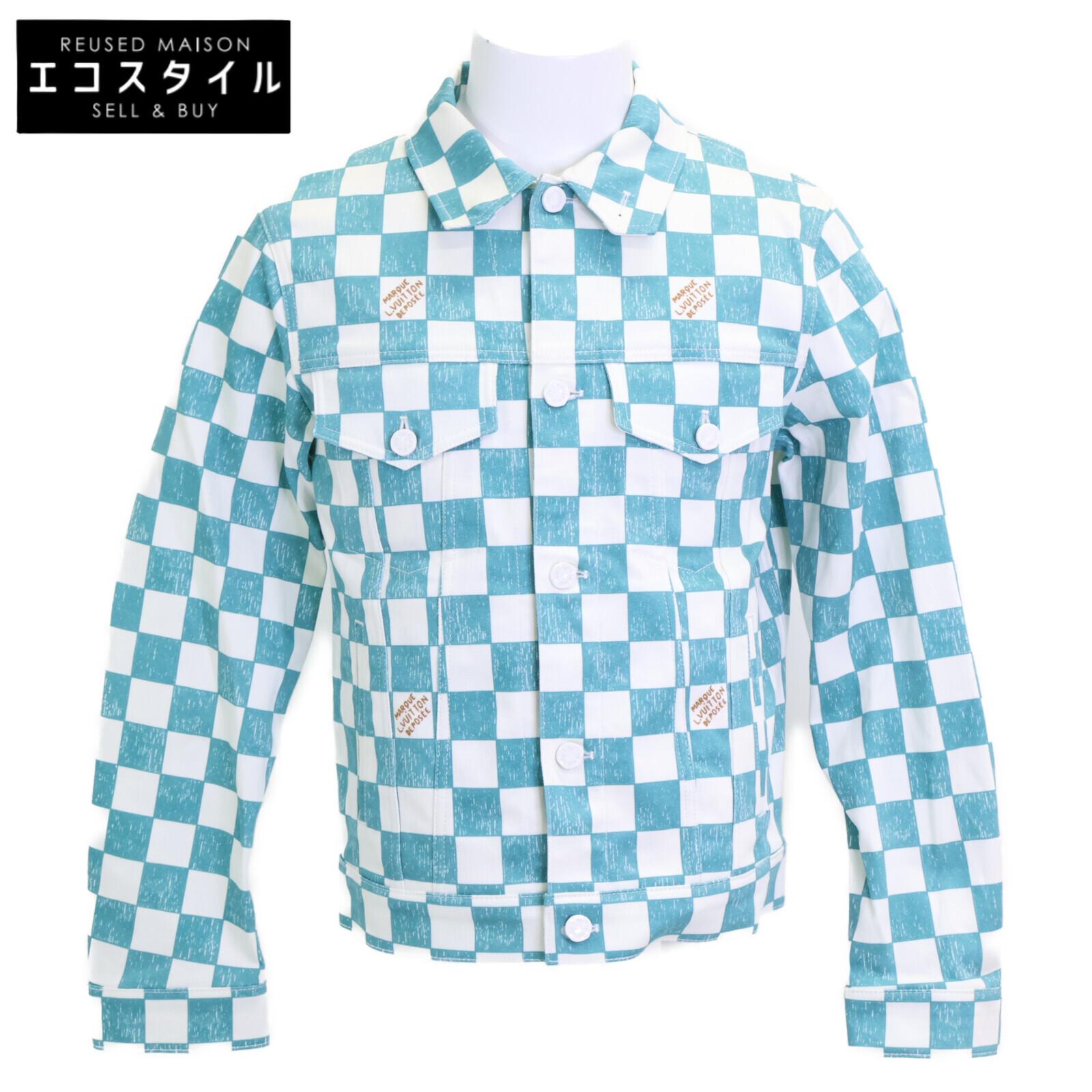 

LOUIS VUITTON [Excellent Condition/Domestically Authorized] RM2129 IM3 HLA20W Damier Denim Trucker Jacket 44 White / greenUsed