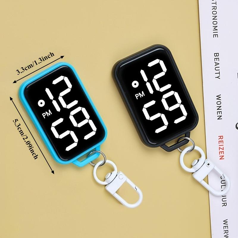 LED Keychain Pocket Watch Digital Electronic Watch Keychain Luminous Function Hanging Watch Touch Display Digital Pendant Watch
