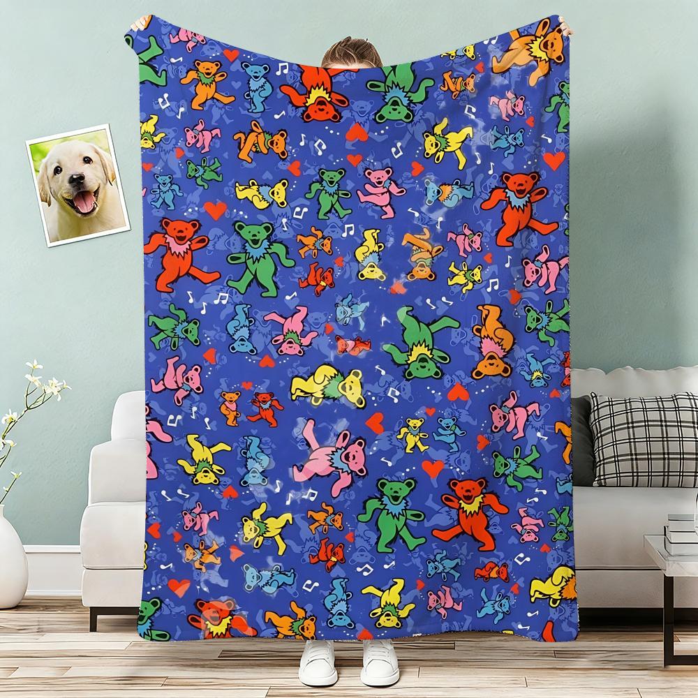

Album G-Grateful D-Dead band Throw Lightweight 240g Flannel Blanket Soft Skin-friendly for Summer Cooling 130x150cm