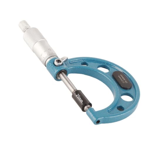 High-Precision Stainless Steel Outside Micrometer, 0.01mm, Portable Design with Wrench, Clear Scale for Measuring Length, Diameter, or Thickness (25-5