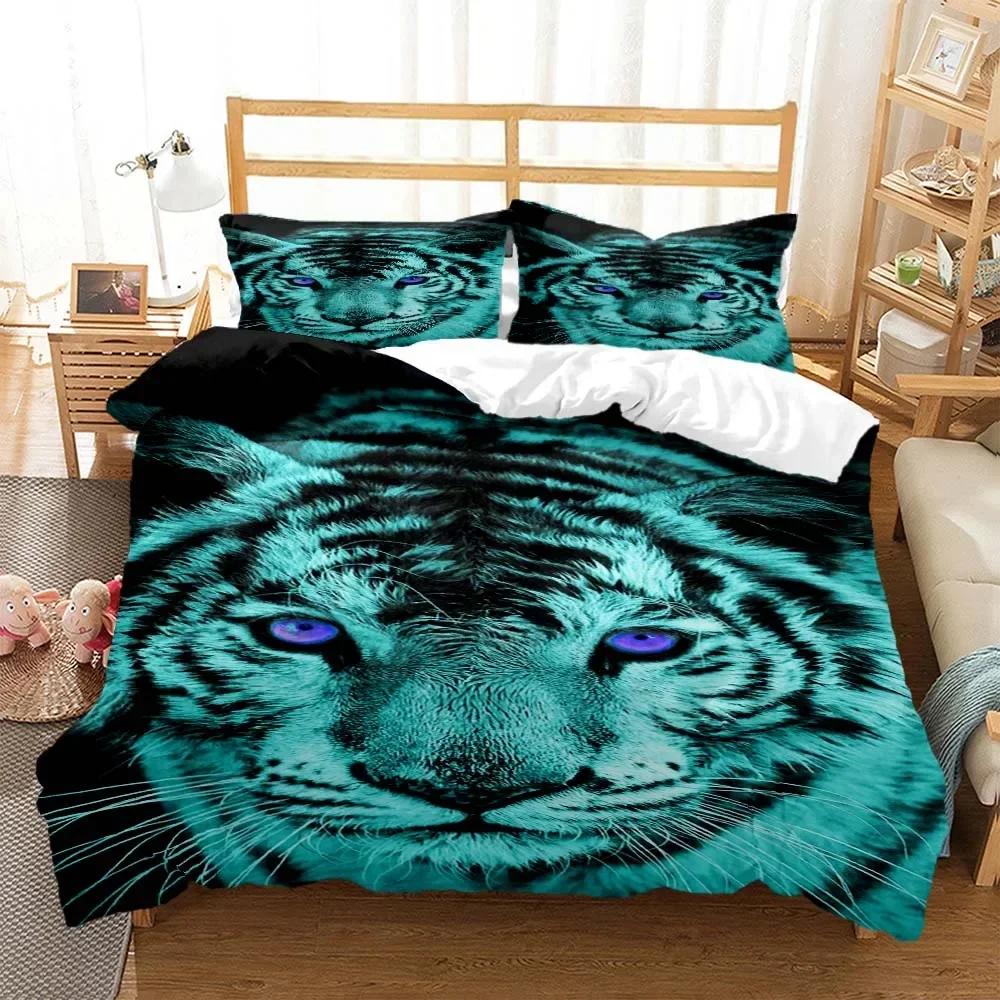 Tiger pattern Digital Print Comfortable Duvet Quilt Cover Pillowcase Bedding Set Children Bedroom Decoration Home Textile
