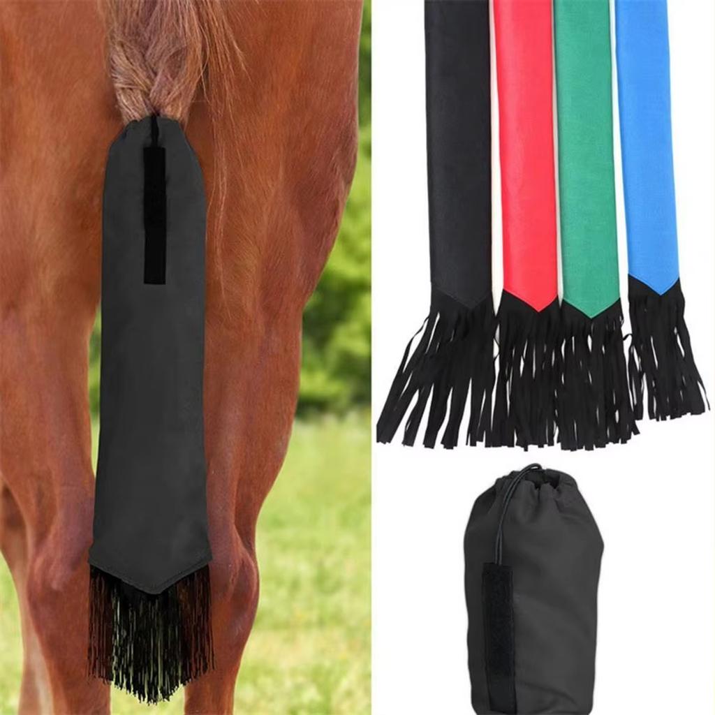 -mosquito Breathable Non-woven Fabric Horse Tail Protector Drawstring Horse Tail Bag with Fringe Horse Accessories