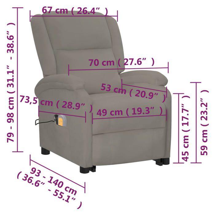 VidaXL Fauteuil de massage Gris clair Velours 3124836