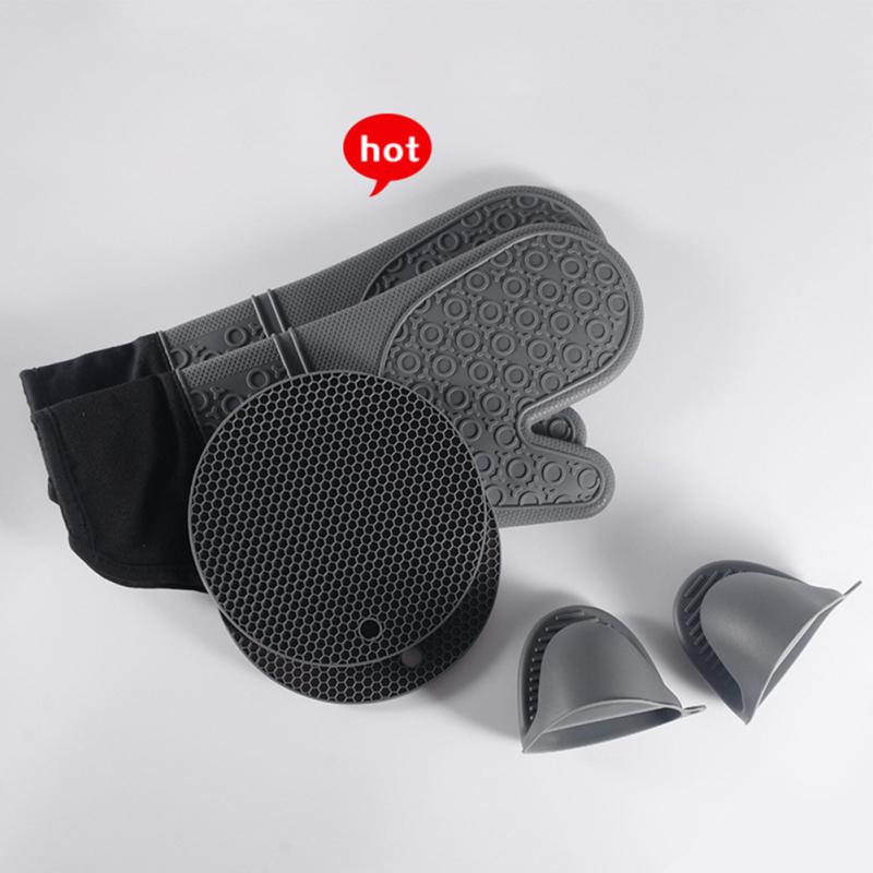 

6 шт. кухонные силиконовые варежки для духовки, набор термостойких противоожоговых мини-перчаток для духовки с подставками для подогрева