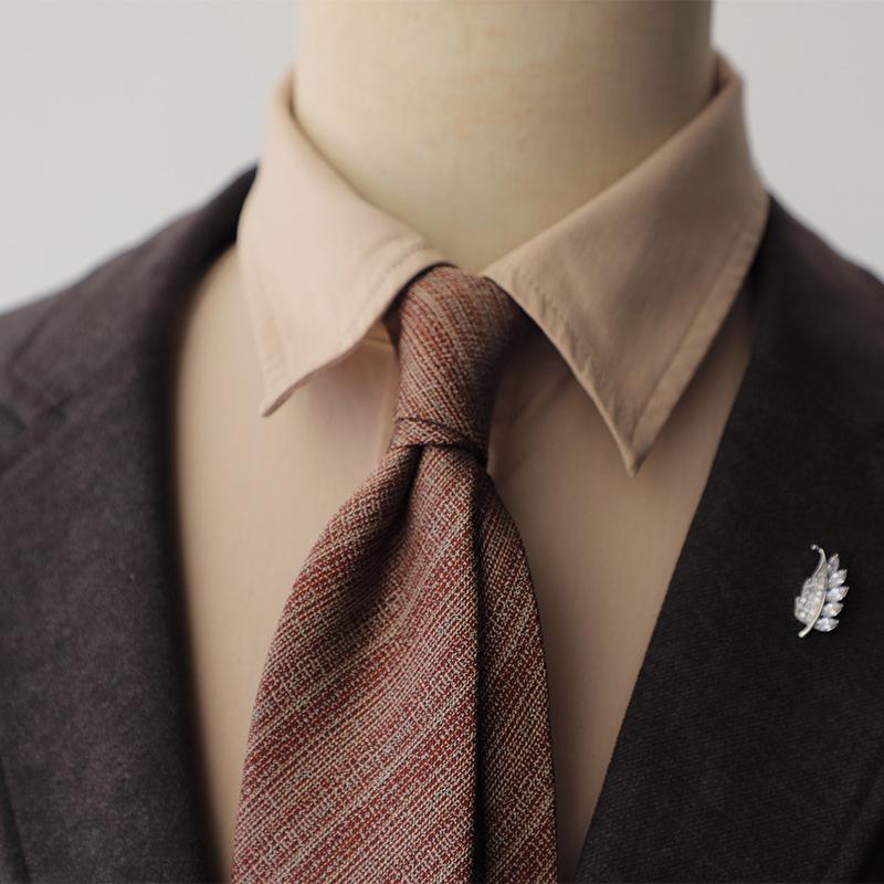 Men's Korean Style Formal Business Ties - Spring/Summer Collection (8CM, Simple Lines, Red/Coffee/Beige Series, Hand-tied)