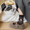 Retro Socks Female Cute Cartoon Bear Medium Tube Socks Warm Wool Stacking Socks Boneless