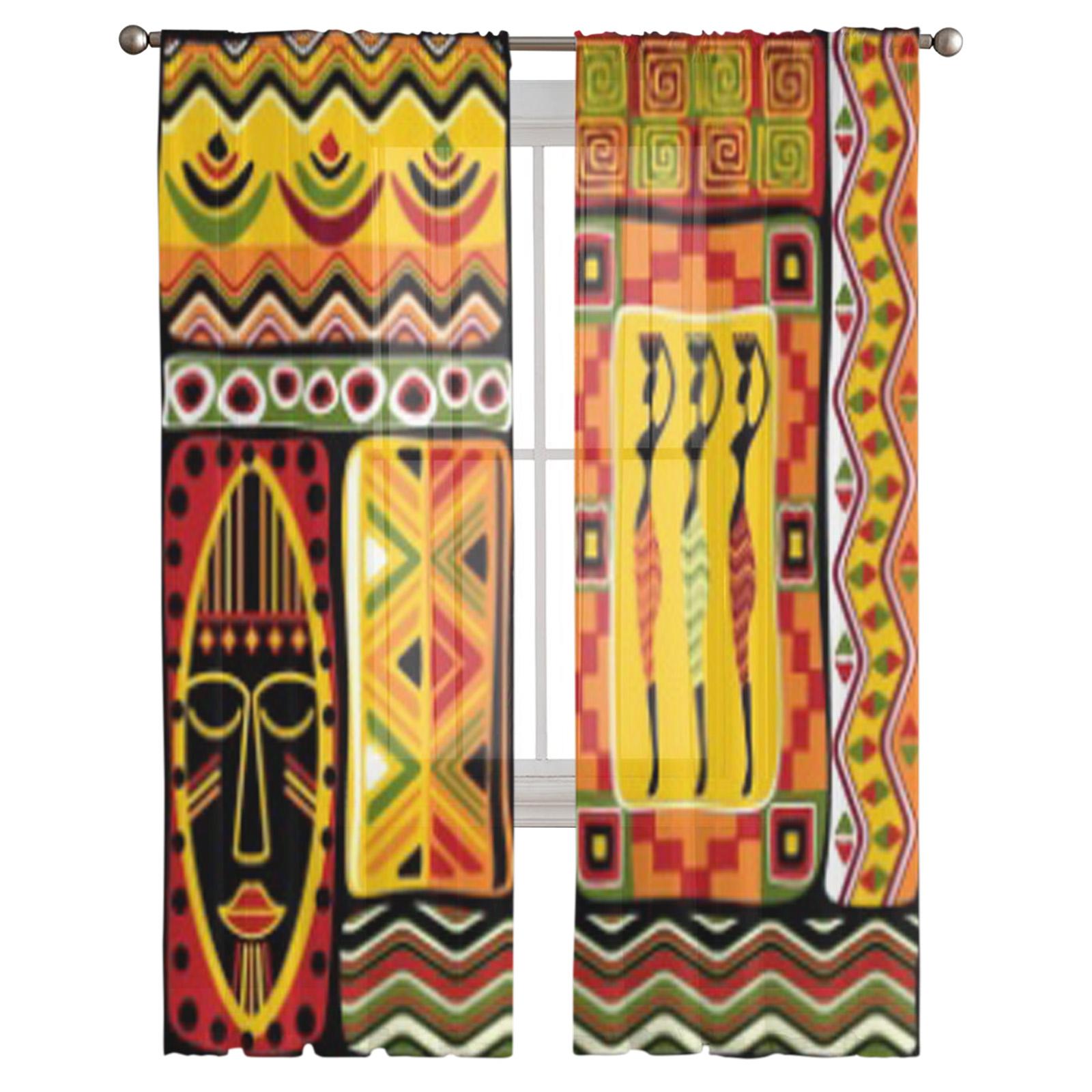 Прозрачные шторы с африканскими элементами для гостиной — фото 5