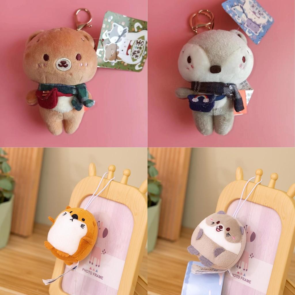 Cute Round Ball Little Sea Sloth Hanging Plush Toy Fox Bag Decoration Chain Key