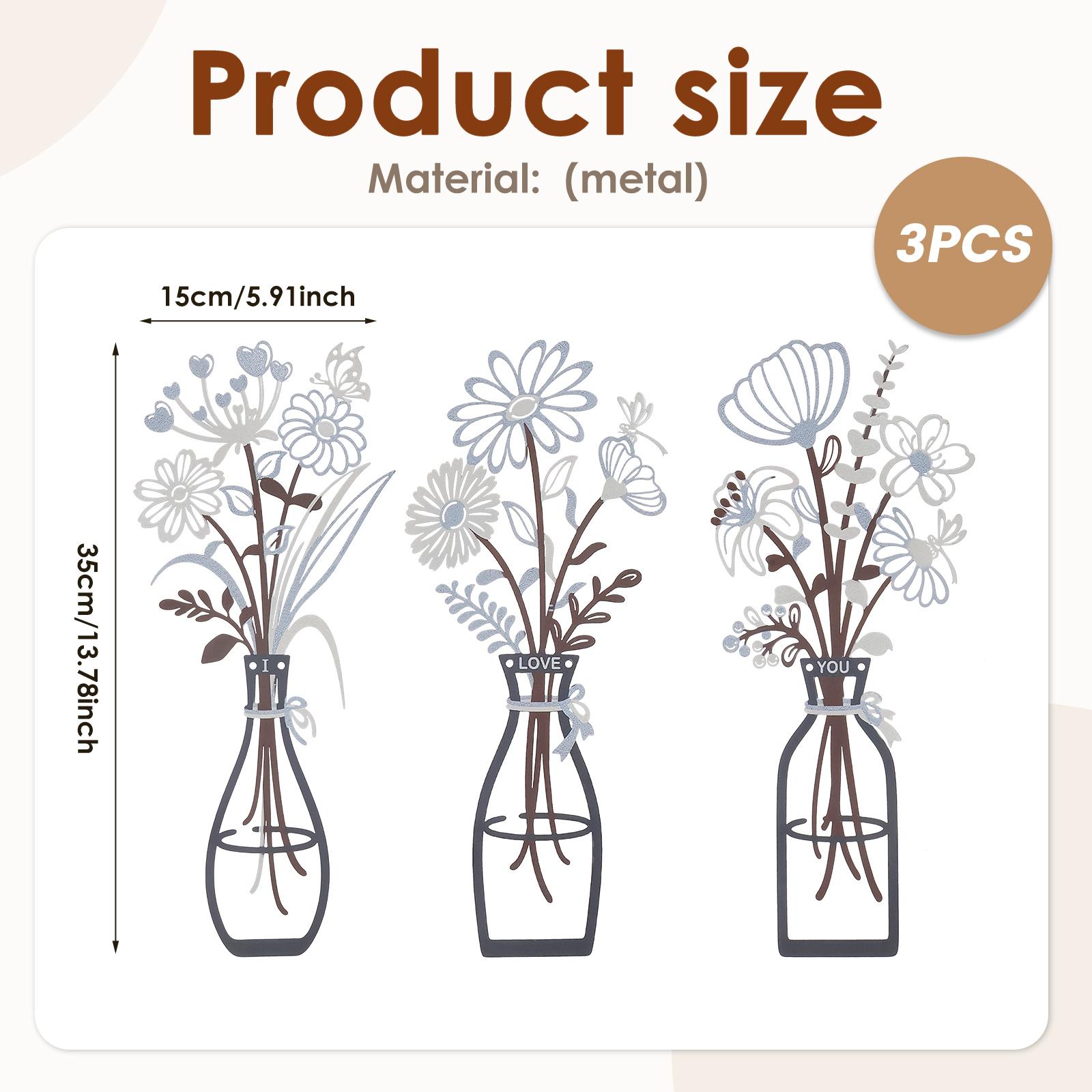 

3Pcs Metal Flowers Wall Decor Rustic Farmhouse Decor Minimalist Metal Flower Wall Art for Living Room Bathroom Bedroom Laundry