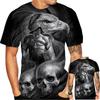 Tendenza moda estiva, T-shirt divertente e creativa, fantastico motivo stampato in 3D con teschio, T-shirt casual e comoda