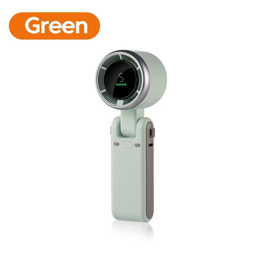 Foldable Handheld Mini Fan, Type C Rechargeable Portable Electric Fan, 5 Speed Wind Adjustable Digital Display Cooling Fan with Lanyard, Dual Use