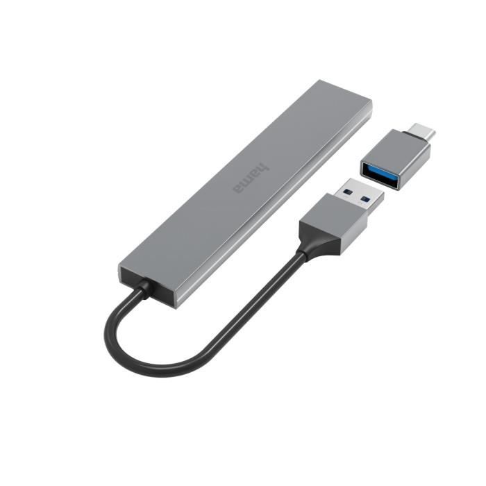 HUB USB - HAMA - 4 Ports - USB 3.2 Gen1 - Ultra Slim - Aluminium
