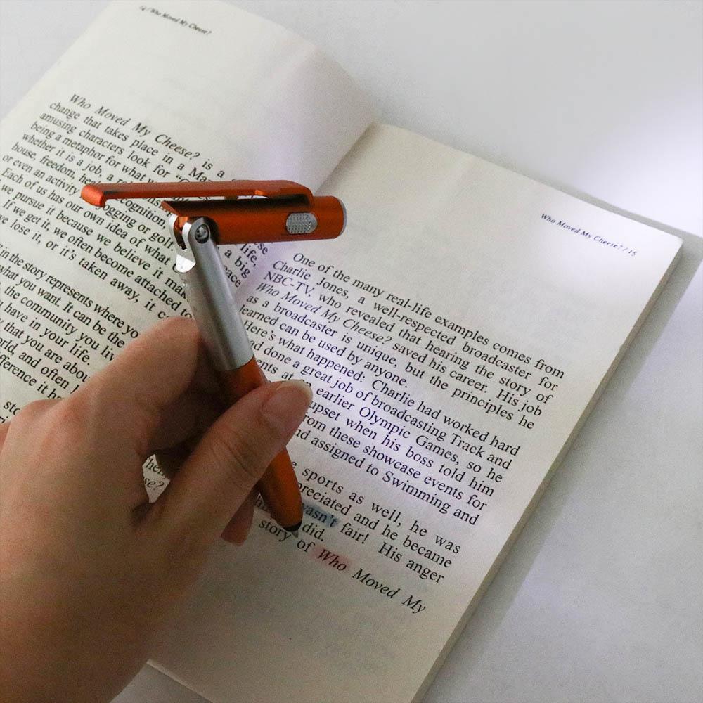 Night Reading Stationery Writing Pen Ballpoint Pen with LED Light Stylus Pen Cellphone Holder