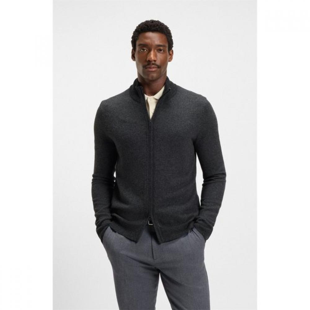 Boss Regular Fit Virgin Wool Knit Cardigan Black 50549950001 S