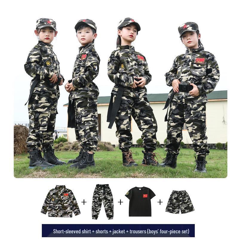 Kids' Camouflage Combat Uniform - Summer Camp Outdoor Training Set for Primary Students