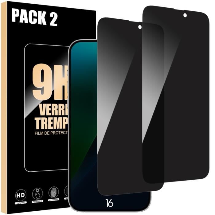 Protecteur d'écran - Verre Trempé - iPhone 16 - Anti-Espion - Ultra Fin - Résistant aux Rayures