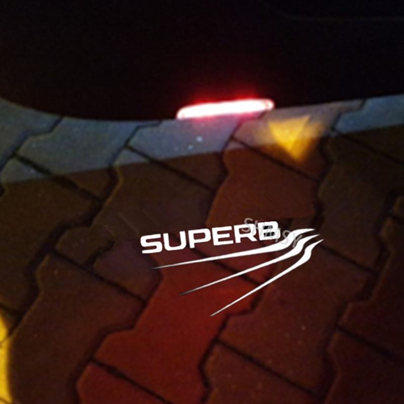 AAABQ1 2Pcs LED Car Courtesy Light Signal Lamp Projector Accessories For Skoda Superb 3V 3T B5 B6 B8 2009-2015 2016 2017 2018 2019 2020