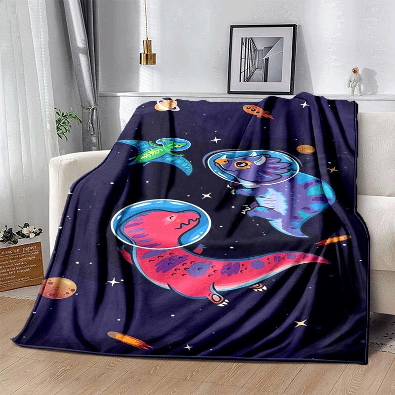 1pc Dinosaur Cartoon Printing Lightweight Flannel Blanket, Comfortable and Warm Blanket, for Camping Sofa Bed and Couch Office, Gift
