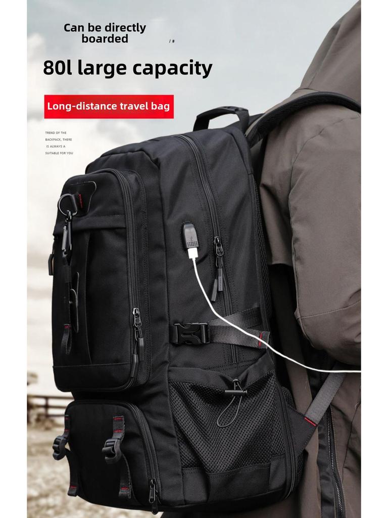 Men's Large Capacity Oxford Cloth Travel Backpack with Shoe Compartment