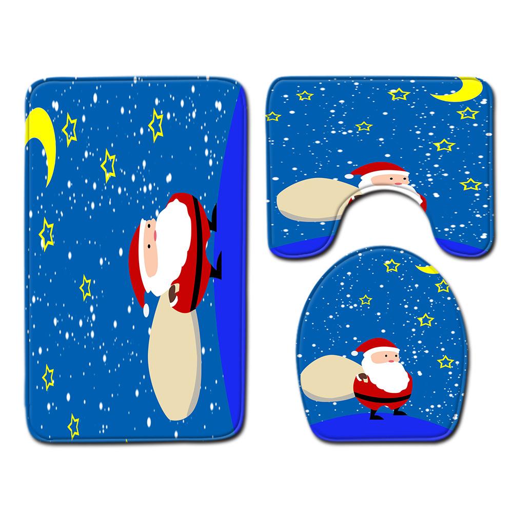 Christmas Bathroom Floor Mat Toilet Three-Piece Set