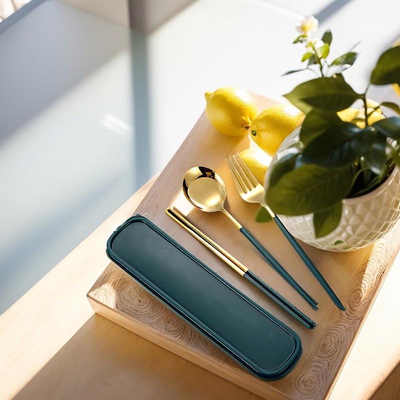 Christmas Gift Utensil Set, Stainless Steel Travel Cutlery in Gift Box, Portable Spoon Fork Knife for Holiday