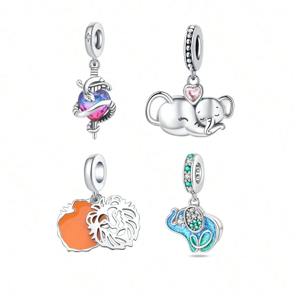 Charms Plata Copper Colors Cute Elephant Beads Charm Beads Charm Pendant For Original Bracelet For Women Diy Jewelry Love Gift