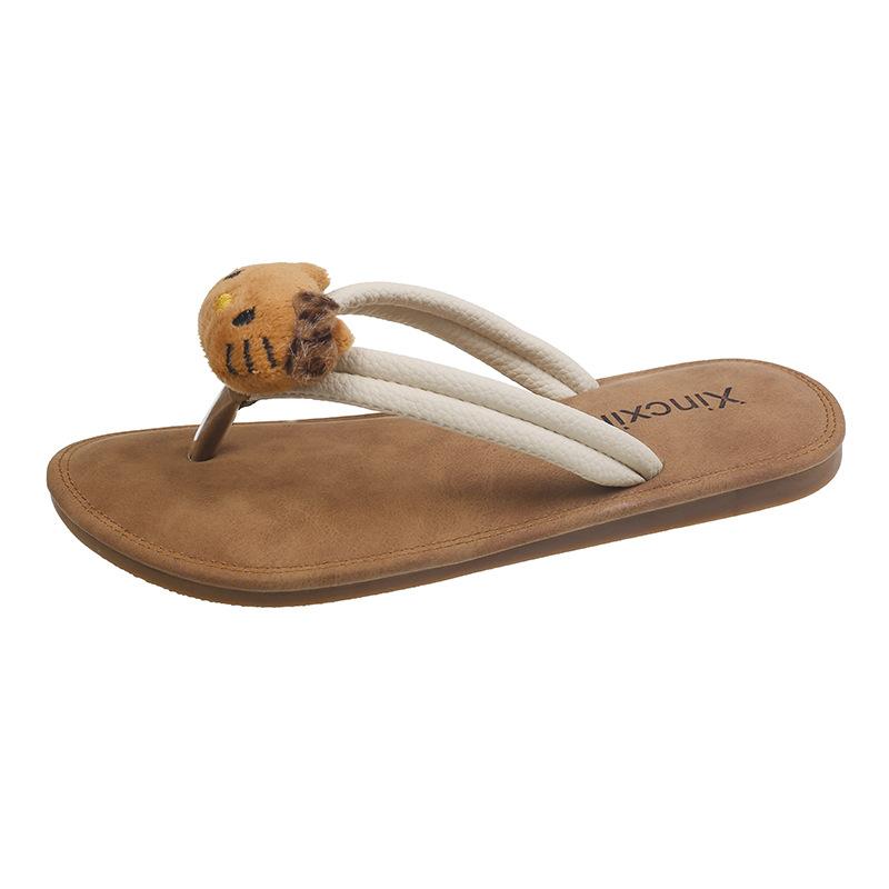 Cartoon black KT cat flip-flops female summer wear non-slip beach casual toe cool slippers student