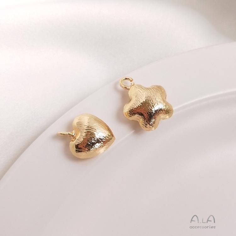 

14K Gold-Filled Brushed Heart & Star Pendant for DIY Jewelry